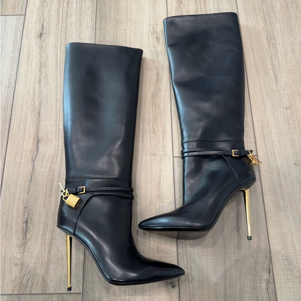 COPY - Tom Ford padlock pointed toe knee high boots